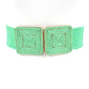 BNWT Brand New Faux Straw Double Buckle Elastic Fashion Belt